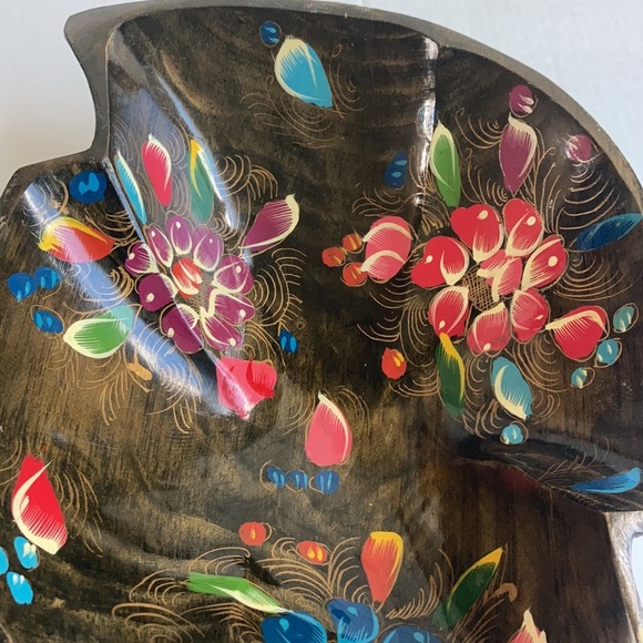 Vtg Batea folk art wood hand painted console bowl - Picture 7 of 15